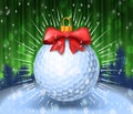 Golf ball with red bow Royalty Free Stock Photo