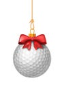 Golf ball with red bow