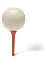 Golf Ball On Red Tee With Shadow Royalty Free Stock Photo