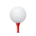 Golf ball on a red tee. Vector illustration. Royalty Free Stock Photo