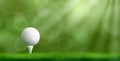 Golf ball on tee realistic vector background