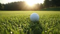 Golf Ball Resting on Vibrant Green Grass