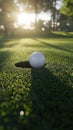 Golf Ball Rolling Towards Hole in Low Angle Shot Royalty Free Stock Photo