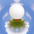 Golf ball on small planet