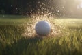 Golf ball splash. Generate Ai Royalty Free Stock Photo