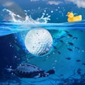 Golf ball splash. Royalty Free Stock Photo
