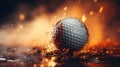 Golf ball with sport background design for banner with copy space. Royalty Free Stock Photo