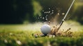 Golf ball with sport background design for banner with copy space. Royalty Free Stock Photo