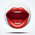 Golf ball with a talking female mouth