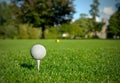 Golf ball on tee Royalty Free Stock Photo