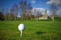 Golf ball on the tee Royalty Free Stock Photo