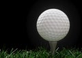 Golf ball with tee in the grass