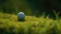 A Golf Ball On A Tee On A Green Golf Course. Generative AI Royalty Free Stock Photo