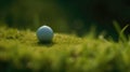 A Golf Ball On A Tee On A Green Golf Course. Generative AI