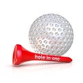 Golf ball and tee. Hole in one sign. Royalty Free Stock Photo