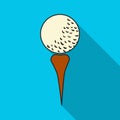 Golf ball on tee icon in flat style isolated on white background. Golf club symbol stock vector illustration. Royalty Free Stock Photo