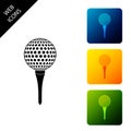 Golf ball on tee icon isolated. Set icons colorful square buttons Royalty Free Stock Photo