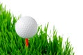 Golf ball on tee isolated Royalty Free Stock Photo