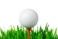 Golf ball on tee isolated Royalty Free Stock Photo