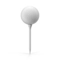 Golf ball on tee, isolated on white. 3D illustration Royalty Free Stock Photo