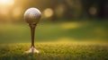 Golf Ball on Tee with Morning Dew. Generative ai Royalty Free Stock Photo