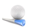 Golf ball and tee peg (3d illustration). Royalty Free Stock Photo