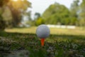 Golf ball on tee ready to be shot Royalty Free Stock Photo