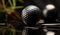 Golf ball on tee, reflecting success on green grass generated by AI