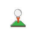 Golf ball on tee vector icon symbol sport isolated on white background Royalty Free Stock Photo