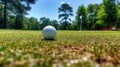Golf Ball Teed Up On A Perfectly Manicured Tee Box. Generative AI Royalty Free Stock Photo