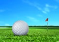 Golf Ball on Turf and Blue Sky Royalty Free Stock Photo