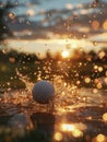 Golf Ball in Water Splash Royalty Free Stock Photo