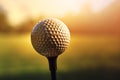 Golf ball on white tee. Generate ai Royalty Free Stock Photo