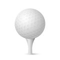 Golf ball on white tee realistic vector illustration isolated Royalty Free Stock Photo