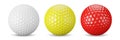 Golf ball . White , yellow and red color . Isolated . Embedded clipping paths . 3D rendering Royalty Free Stock Photo