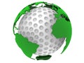 Golf ball with world map