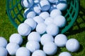 Golf balls basket Royalty Free Stock Photo