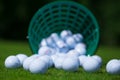 Golf balls basket Royalty Free Stock Photo