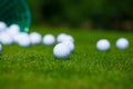 Golf balls basket Royalty Free Stock Photo