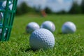 Golf balls basket Royalty Free Stock Photo