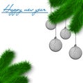 Golf balls on Christmas tree branch Royalty Free Stock Photo