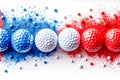 Golf balls coated in the tricolors of the French flag Royalty Free Stock Photo