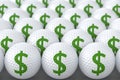 Golf Balls with Dollar Sign