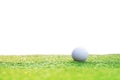 Golf balls on green grass isolated from a white background Royalty Free Stock Photo