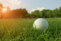 Golf balls on green lawns in beautiful golf courses Royalty Free Stock Photo