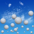 Golf Balls set in High Cloud Sky