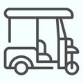 Golf buggy line icon. Golf cart vector illustration isolated on white. Electric golf car outline style design, designed