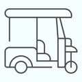 Golf buggy thin line icon. Golf cart vector illustration isolated on white. Electric golf car outline style design