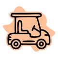 Golf car line and glyph icon, automobile and sport, cart sign