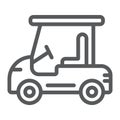 Golf car line icon, automobile and sport, cart sign, vector graphics, a linear pattern on a white background.